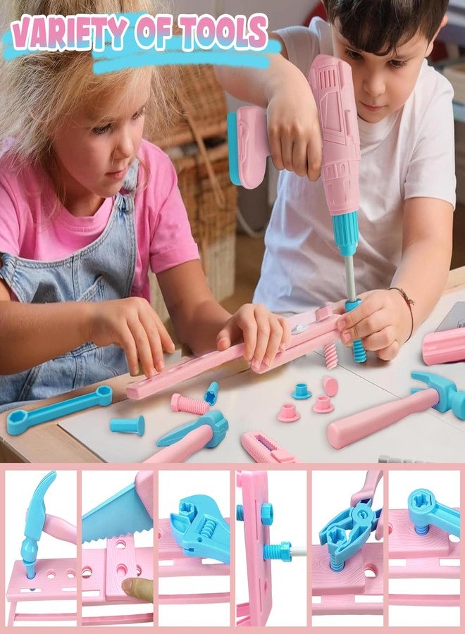 Verceco Kids Tool Set 55Pcs Tool Box Toddler Tool Kit for Girls Play Tools Toy with Tool Belt Electronic Toy Drill Safety Vest Pretend Play Construction Toy for Girls Boys Ages 3 4 5 6 7 Years Old - Image 3